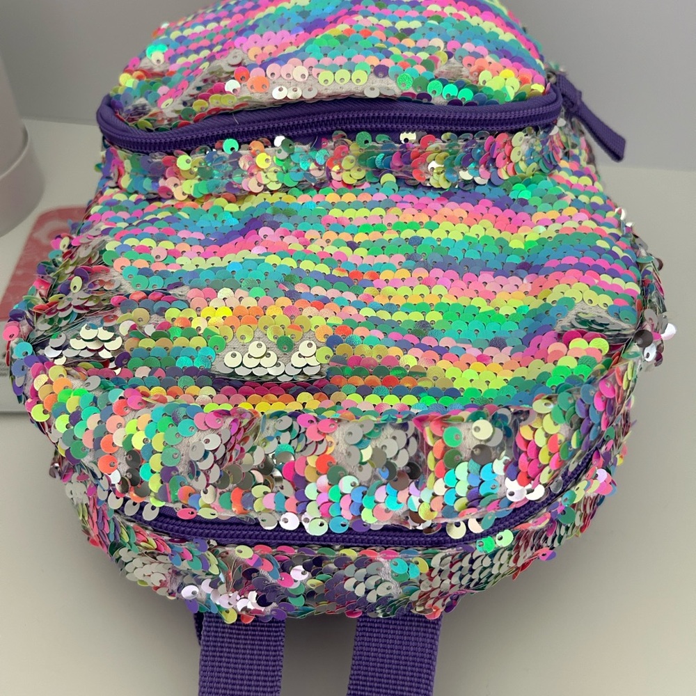 NWT Cat and Jack Sequined Backpack with Adjustable Straps and large front pocket - Picture 10 of 14